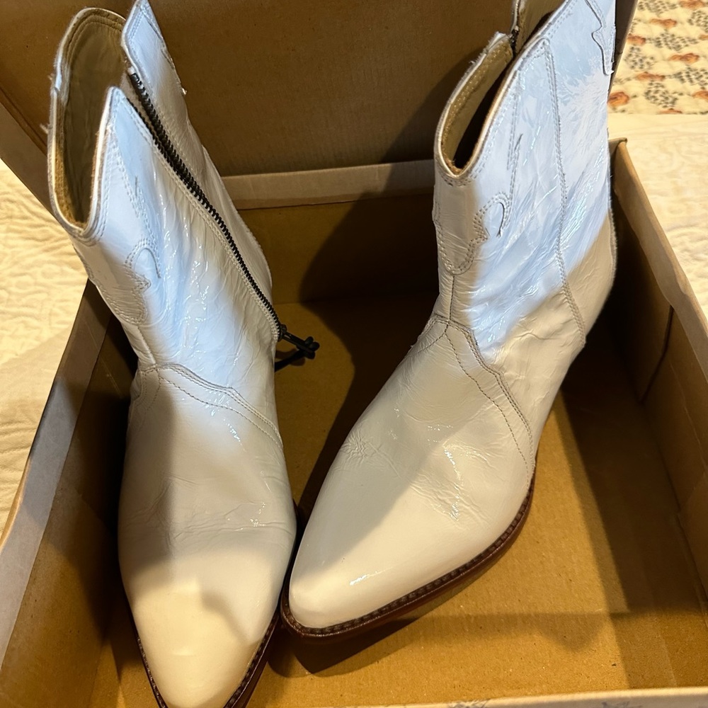 Free People Patent Leather Ankle Cowboy Boot